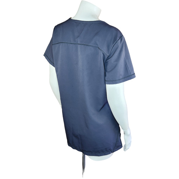 Dickies Women's Medium Short Sleeve Scrub Top Dark Gray Pockets, Round Neckline - Picture 5 of 14